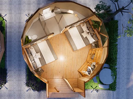 Mô hình phối cảnh 3D của homestay nhà gỗ đặc biệt (Nguồn: Internet)