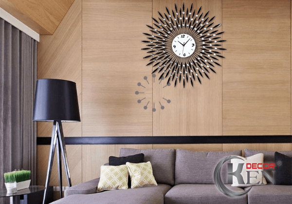 Đồng hồ treo tường hoa hướng dương với họa tiết hiện đại