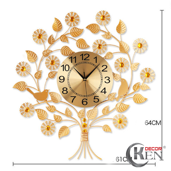 Đồng hồ treo tường KD60 như một bó hoa lá sống động đầy tinh tế cho không gian nhà bạn