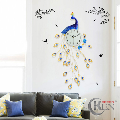 Mua đồng hồ treo tường ở tphcm hình chim công cho phòng khách